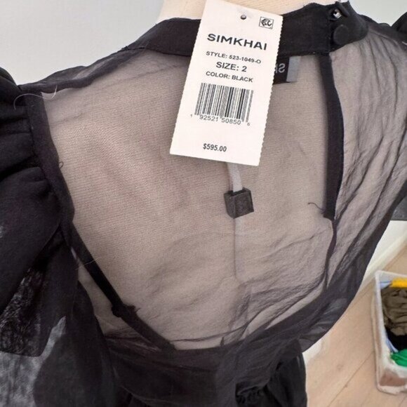 NWT JONATHAN SIMKHAI Chiana Ruffle Sleeve Midi Dress - Size 2 - Picture 8 of 9